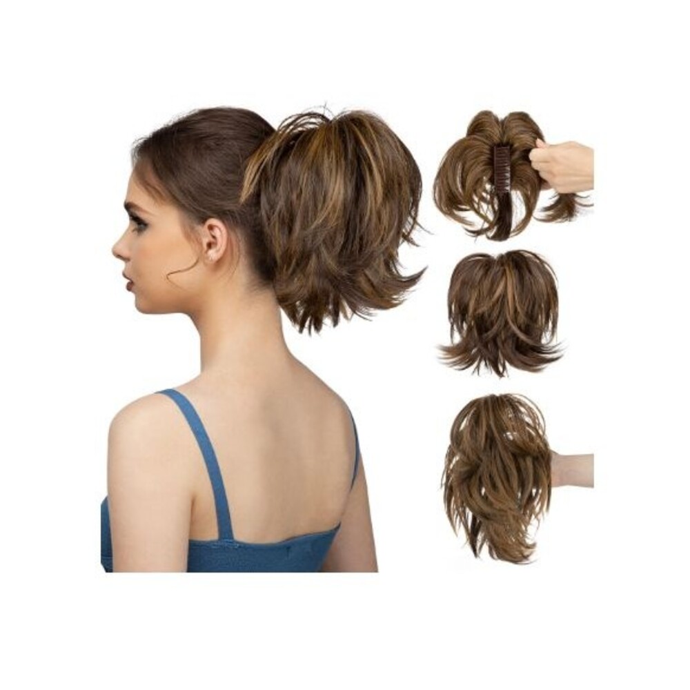 HAIR Claw Clip Short Ponytail Hair Extensions DIY Bendable Metals Messy Bun Hair